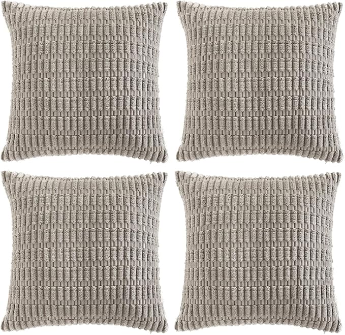 Fancy Homi 4 Packs Decorative Throw Pillow Covers for Living Room Couch Bed, Modern Farmhouse Boho Home Décor Accent Cushion Case, 24" x 24" (Pack of 4), Gray