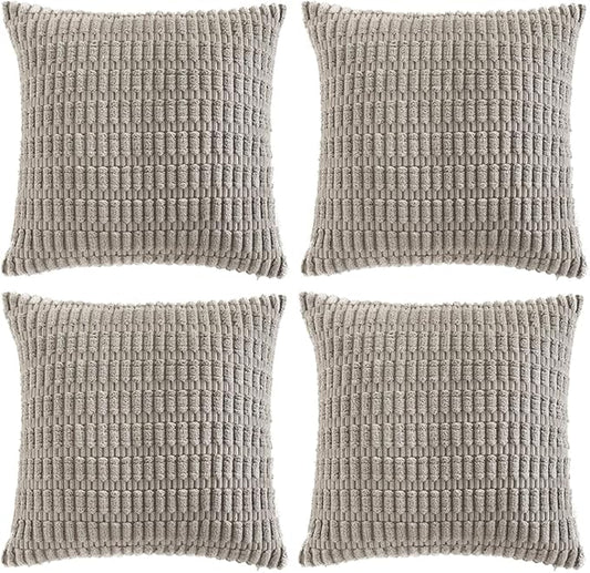 Fancy Homi 4 Packs Decorative Throw Pillow Covers for Living Room Couch Bed, Modern Farmhouse Boho Home Décor Accent Cushion Case, 24" x 24" (Pack of 4), Gray