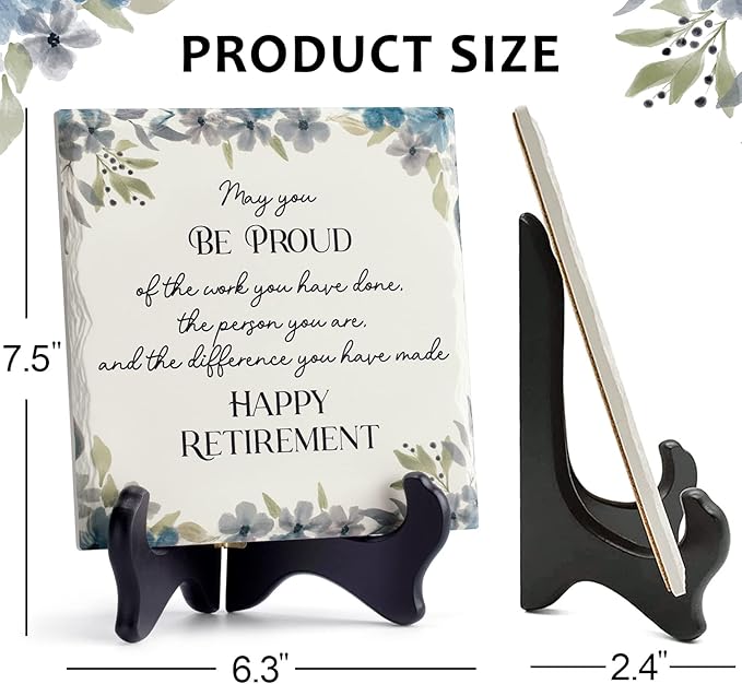 LukieJac Gift Ideas for Retirement Women Men Retirement Party Decoration Best Funny Retirement Gifts for Coworker Dad Police Nurses Ceramic Retirement Plaque Table Decorations (6"*6")