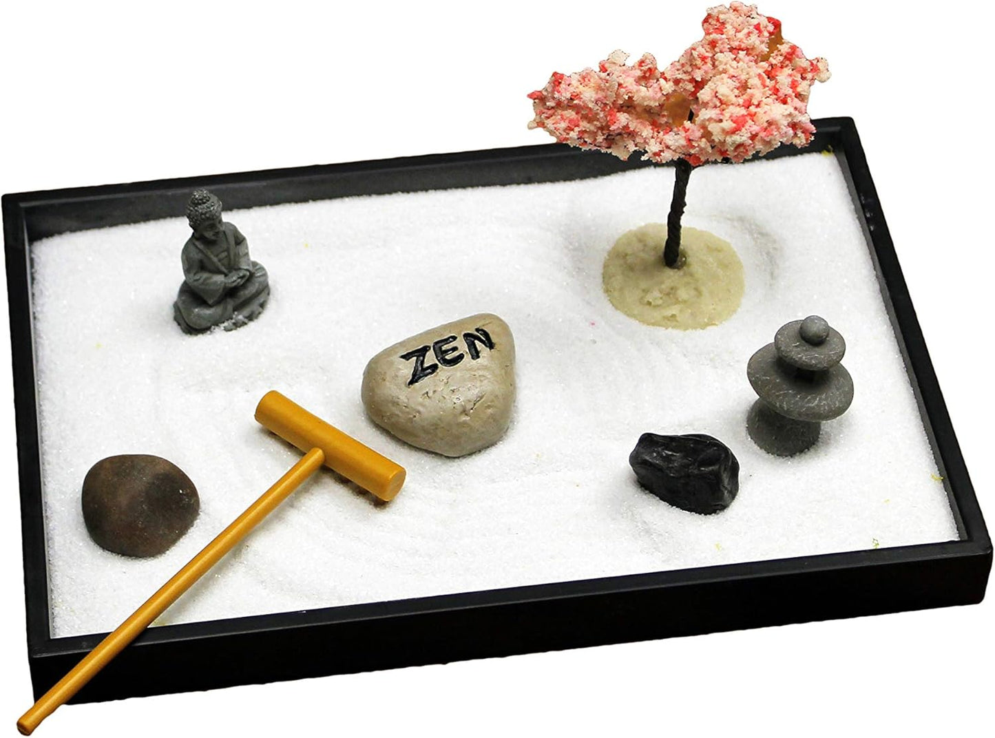 Nature's Mark, Mini Meditation Zen Garden Table Décor Kit with Accessories (8Lx5W Rectangle C)