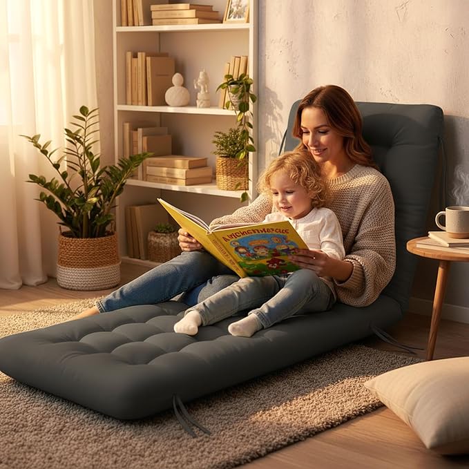 Vercraft Long Floor Cushion Large Floor Cushion with Brushed Cotton 74.8 x 27.5 x 3.15 in Jumbo Lounger Pillow for Outdoor Indoor Bay Window Meditation Yoga Reading Sleeping (1 Pc,Dark Gray)
