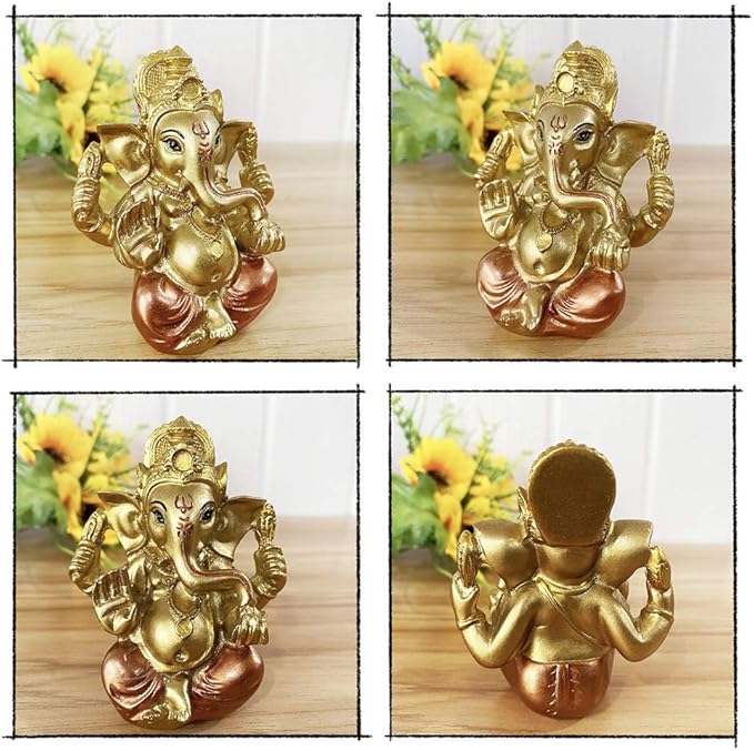 BangBangDa Hindu Ganesh for Car Dashboard - Indian Mini Ganesha Statue Decor India Home Office Temple Mandir Pooja Items Diwali Gift Murti Ganpati Idol Yoga Zen Meditation Room Altar Shrine Kit