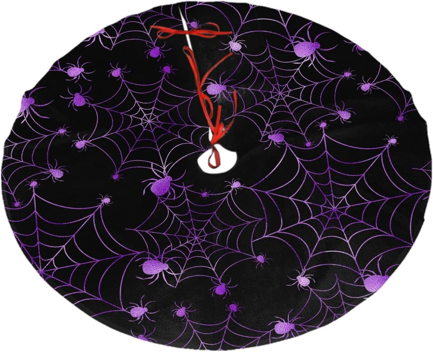 Christmas Tree Skirt,Purple Spider Web Xmas Tree Skirt Rustic Farmhouse Tree Skirt for Christmas Decor Xmas Holiday Home Party Decorations36