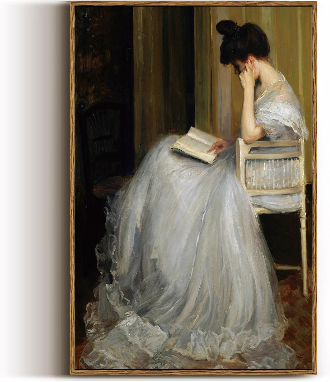 VIYYIEA Framed Canvas Wall Art Home Decor Portrait Art for Living Room Women Reading Pictures Bedroom Bathroom Wall Decor Mid Century Lady Oil Painting Room Decor Vintage Prints Aesthetic 16x24in