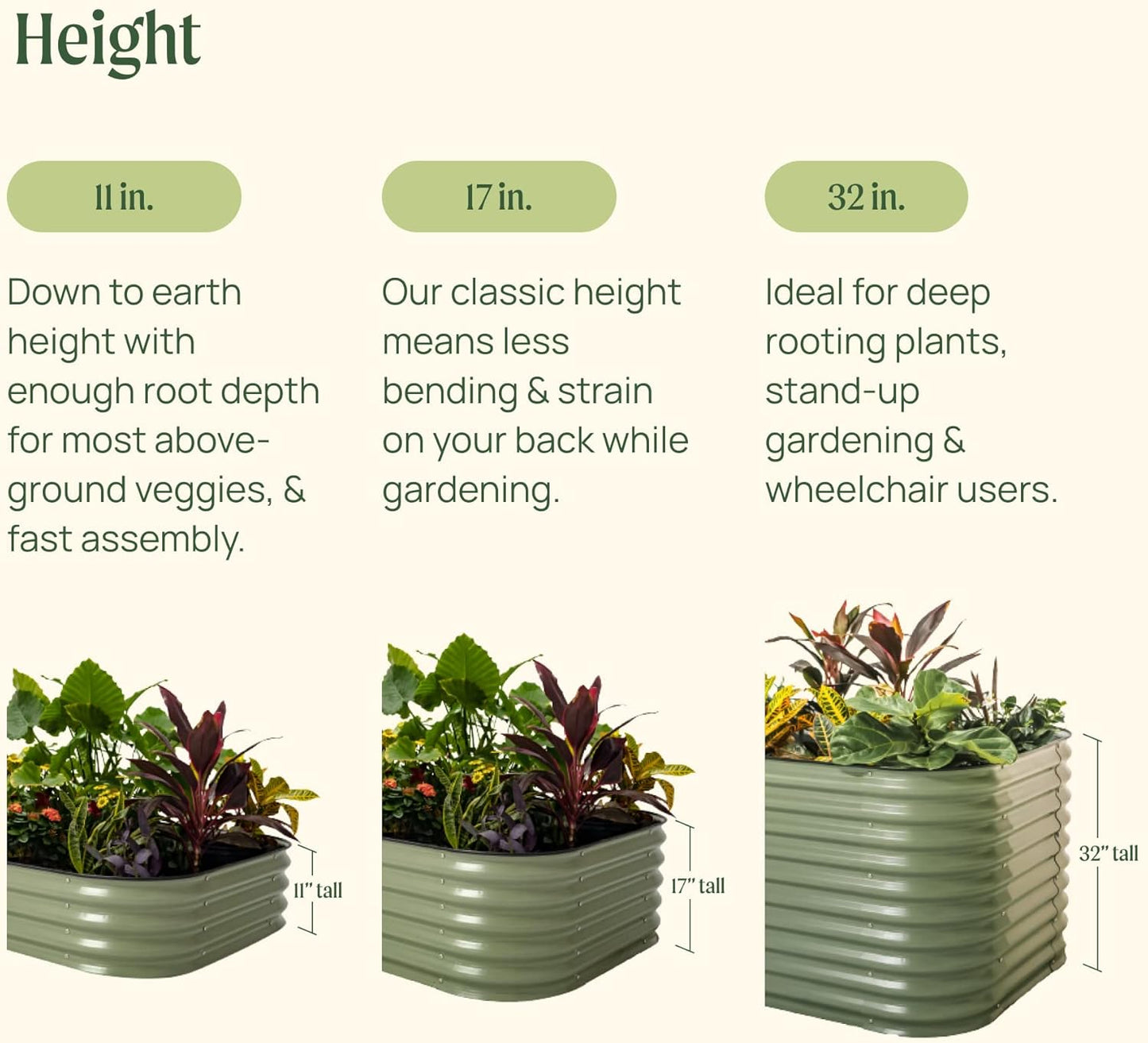 Vego garden 17" Tall 42" Round Raised Garden Bed Metal Raised Bed Planter Box for Vegetables Flowers Patio, British Green