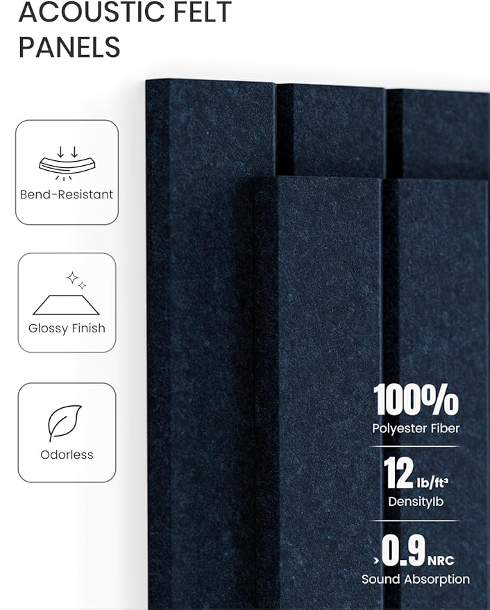 Large Felt Bulletin Board 36"x24" Cork Board Alternative - 6 Pack with 40 Safe Removable Adhesive Tabs, Cork Boards for Walls Pin Board for Home Office Classroom Felt Board-Carbon Blue