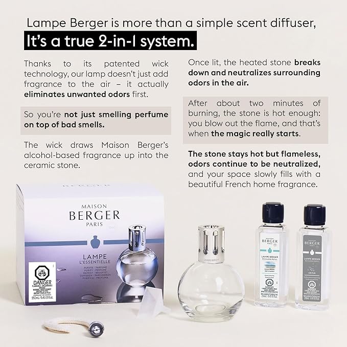 MAISON BERGER – Lampe Berger Fragrance Trio Refill for Home Fragrance Oil Diffuser – Odor-Neutralizing Home Fragrance Oil – 3 x 8.45 fl oz / 250 mL – Made in France (Trio Ophelia)