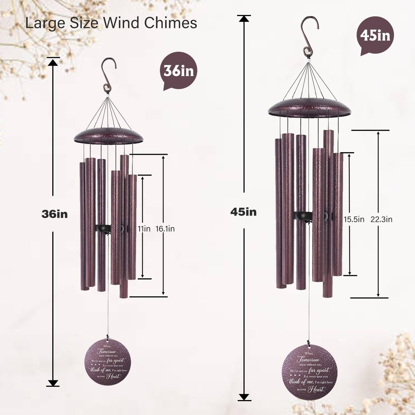 ASTARIN 36" Large Deep Tone Personalized Sympathy Wind Chimes, Memorial Wind Chime for Loss of Mother Father Loved One, Tree of Life Bereavement Gifts Decor Outdoor Patio Garden