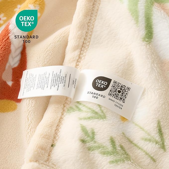 Cozy Bliss Gnome Spring Throw Blanket - Garden Daisy Floral Design, Warm MilkyPlush Throw Blankets, Ultra Soft Cozy Blankets for Couch, Sofa and Bed, Beige, 50X60inches