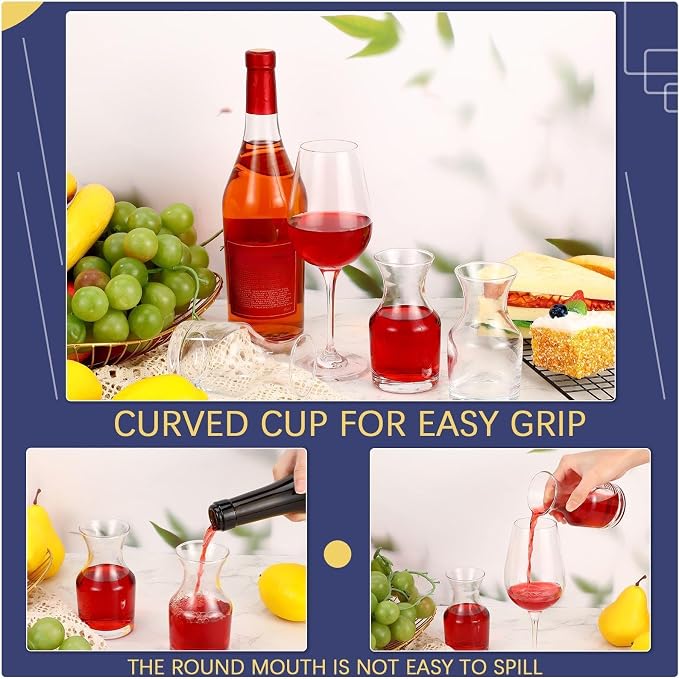 Remagr 6 Pack Single Serving Wine Carafe Glass Small Mini Carafe Individual Wine Refill Decanter for Dinner Parties Tastings Bars Restaurants (7.7 oz)