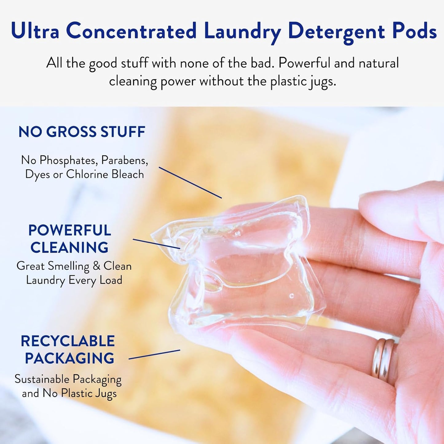 The Clean People Laundry Detergent Pods - Hypoallergenic Laundry Pods - Ultra Concentrated, Recyclable Packaging, Stain Fighting - Peppermint, 96 Pack