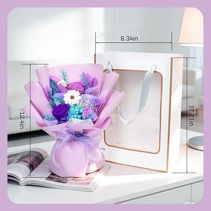 Birthday Gifts for Women, Flowers for Delivery, Forever Preserved Rose Flowers Fresh Bouquet, Valentines Mothers Day Gifts for Mom Grandma Wife Her