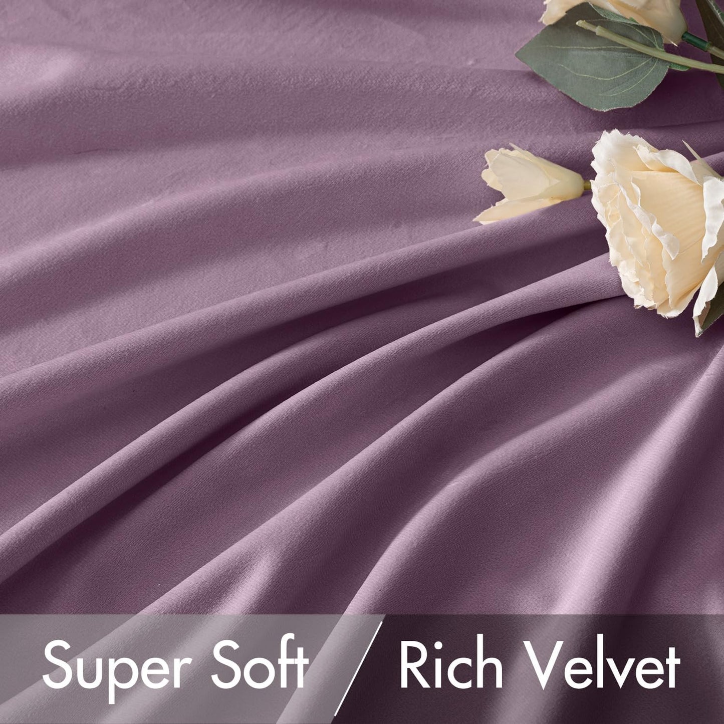 MIULEE Lavender Velvet Curtains 108 inches 2 Panels - Luxury Room Darkening Window Drapes for Bedroom Living Room Thermal Insulated Super Soft Extra Long, Back Tab Rod Pocket Pinch Pleated, Purple