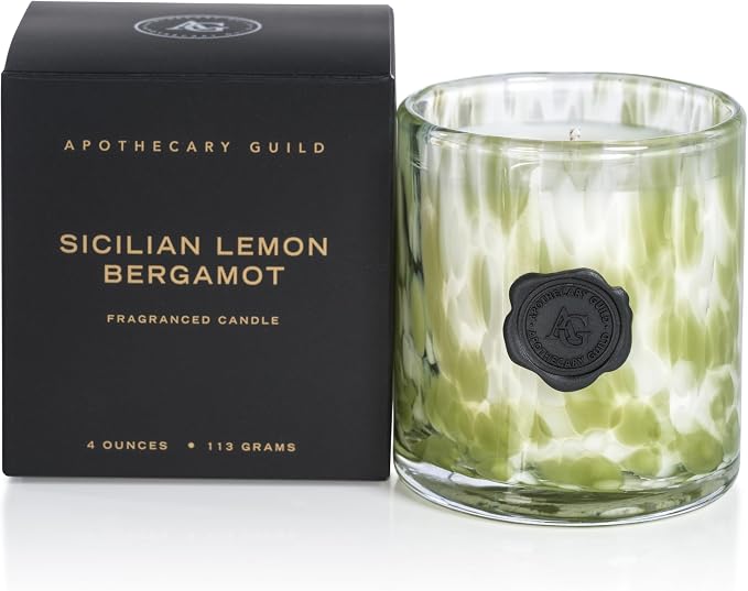 Zodax Apothecary Guild Scented Opal Glass Jar Candle in Gift Box - 4 oz - Sicilian Lemon Bergamot