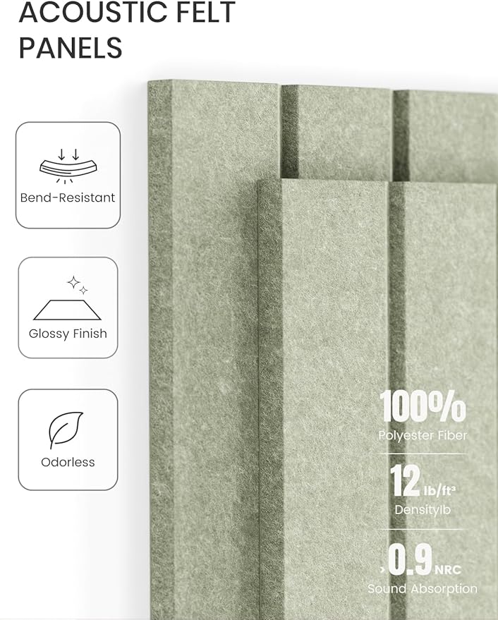 Fluxynara Large Felt Bulletin Board 36" x 24" Cork Board Alternative-6 Pack with 40 Safe Removable Adhesive Tabs, Cork Boards for Walls Cork Board for Home Office Classroom Pin Board - Sage Green