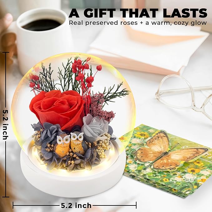Flowers, Roses Gift - Preserved Flowers & Preserved Roses Gift for Women, Rose Arrangement that Lasts Forever – Birthday Gift for Women,Mother’s Day &Valentine, Flower for Delivery- Ruby red