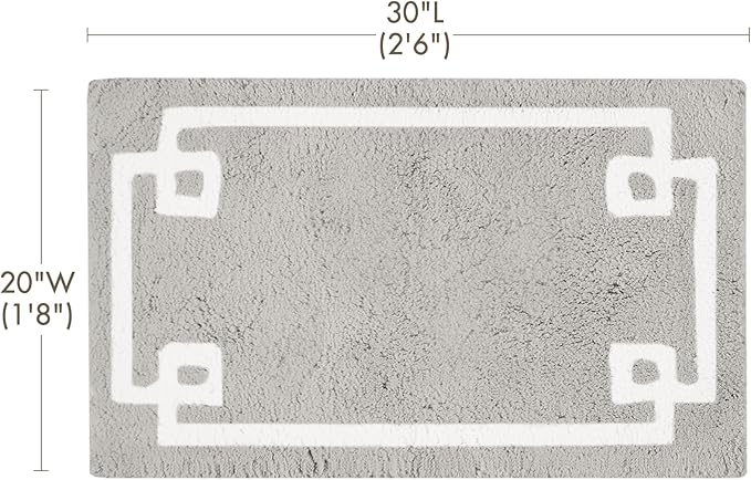 Madison Park Evan Cotton Tufted Washable Bath Mat , Luxury Solid Bathroom Rugs , 20" x 30" , Grey