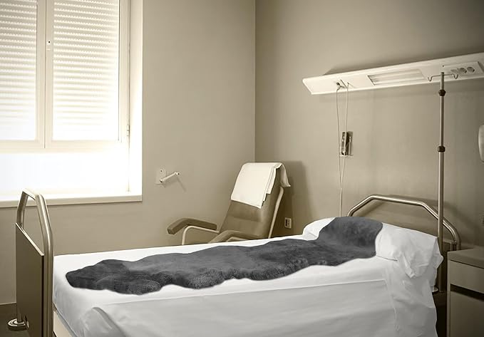 Set of 2, Natural Sheepskin for Bed Sores and Skin Irritation | 100% Real Medical Sheepskins with Non-Slip Back for Pain Relief and Discomfort, Wool Seat Pad, Charcoal Grey, 17 in. x 17 in.