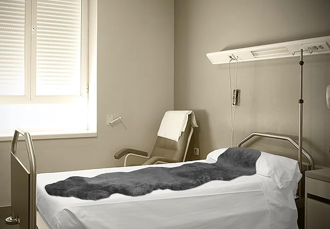 Natural Sheepskin for Bed Sores and Skin Irritation | Auckland 100% Real Medical Sheepskins with Non-Slip Back for Pain Relief and Discomfort, Wool Seat Pad, Charcoal Grey, 24 in. x 72 in
