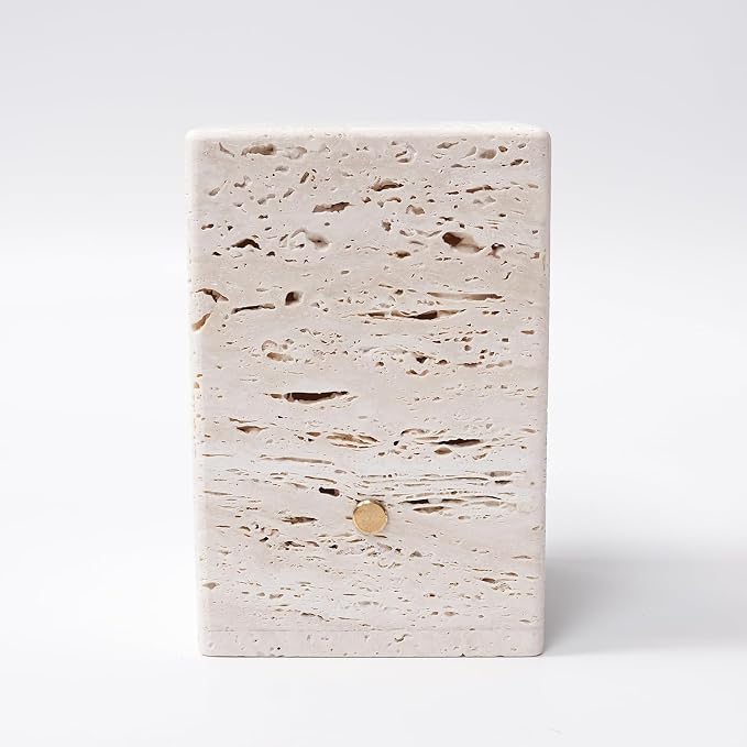 Sissi & yaya Marble Mood Light, Three Color Dimmable LED Accent Light, Natural Quality Travertine, Nightstand and Home Decor, Holiday Gift, Special Occasion. (Square Lamp - Large)