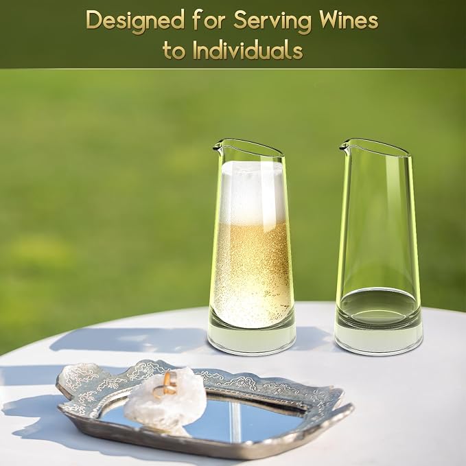NUTRIUPS 11 oz Hand-blown Mini Carafe, Individual Glass Wine Carafe for Single Serving, Set of 2