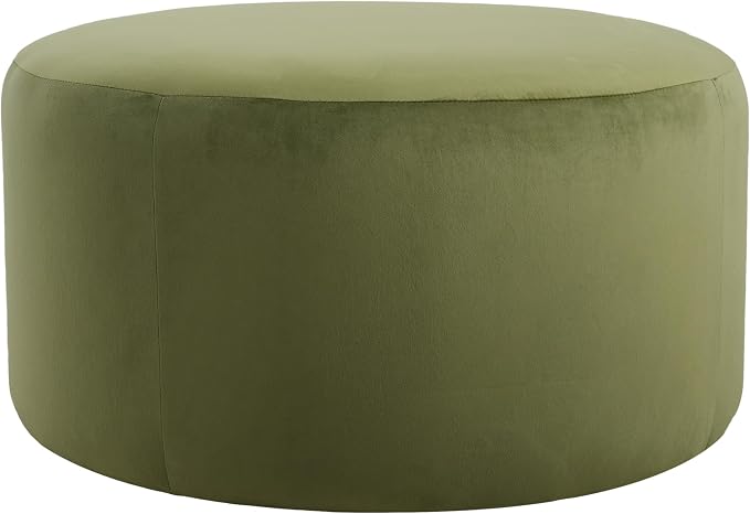 Christopher Knight Home 30"Ottoman Foot Stool Round, Velvet Pouf Footstool Ottoman Seat, Upholstery Foot Chair, Round Footrest Chair, Modern Side Table for Living Room Bedroom Home Decor, Olive Green