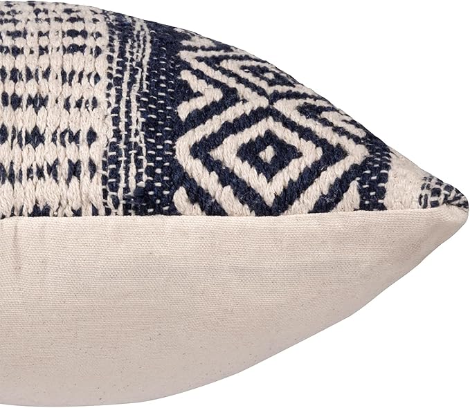 REDEARTH · Boho Textured Throw Pillow Cushion Covers - Lumbar Woven Tufted Decorative Farmhouse Cases Set for Couch, Sofa, Bed, Chair, Dining, Patio, Outdoor; 100% Cotton (12"x20", Indigo) Pack of 2