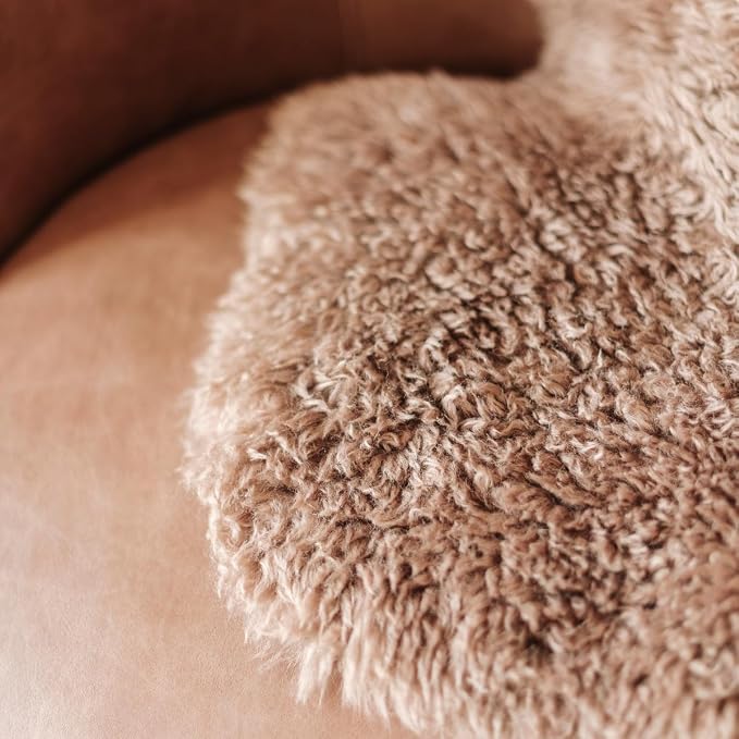 Genuine Sheepskin Rug – Soft & Fluffy Curly Hair Single Pelt (2' x 3') Dark Beige Lambskin Area Rug for Bedroom or Living Room – Made in Argentina