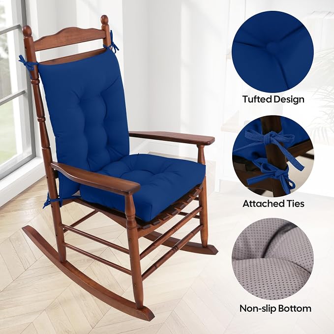 idee-home Rocking Chair Cushion, Glider Rocker Replacement Cushions | Waterproof Wicker Chair Cushions Indoor/Outdoor, Tufted Patio Seat Pads for Rocker Furniture, 21x17 Inch