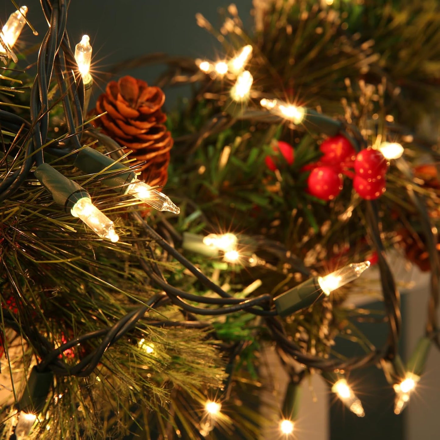 Toodour Clear Christmas Lights, 12.5ft 50 Count Incandescent Indoor Outdoor String Lights, UL Certified Connectable Green Wire Mini Bulb Light for Home, Party, New Year, Xmas Tree Decor - Warm White