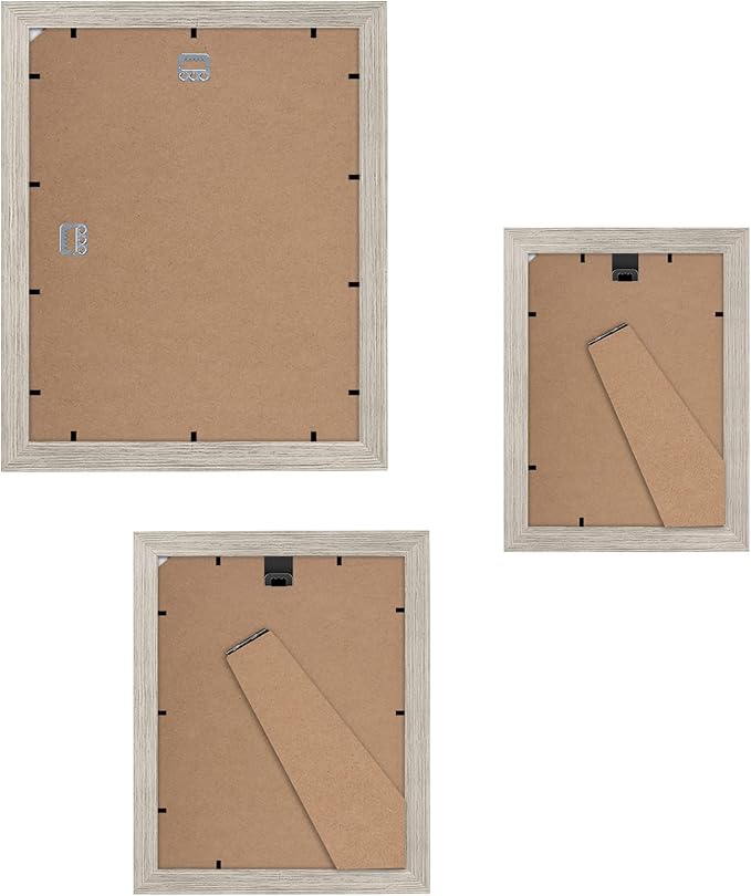 Americanflat Set of 7 Picture Frames with Shatter-Resistant Glass - Gallery Wall Frame Set with One 11x14, Two 8x10 and Four 5x7 Frames - Signature Collection - Driftwood
