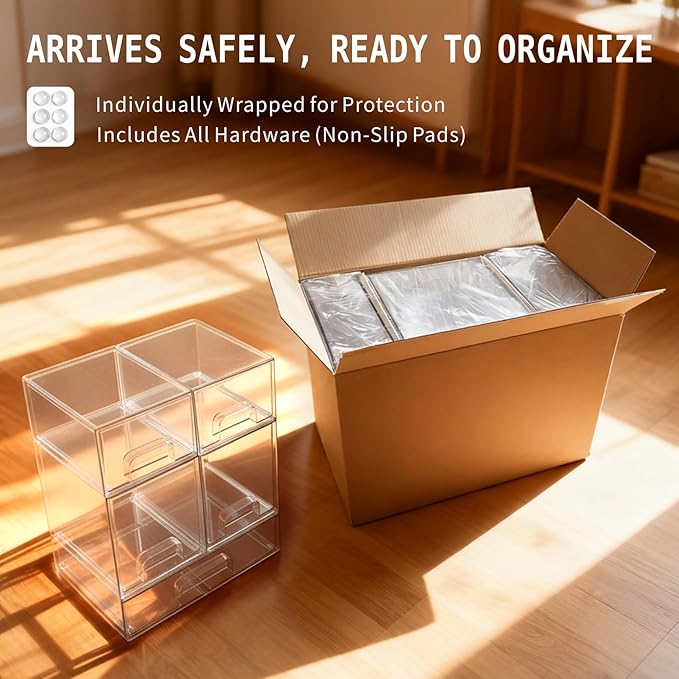 Baby Bottle Organizer, Large Capacity Stackable Acrylic Storage with Non-Slip Pads, for Baby Bottles, Pump Parts, Kitchen Countertop, Pantry, Vanity, 5-Piece