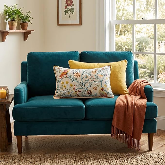 patdrea French Linen Throw Pillow Cover,12"x20",Set of 2-Magnolia A | Vintage Decorative Pillow Case with Zipper,Yellow Floral Pattern,Cushion Coverfor Couch Living Room Bedroom Sofa