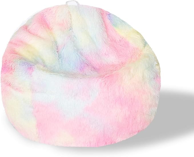 BCU Bean Bag Chairs for Kids and Adults Without Filler (Cover Only) Comfy Plush Fluffy Bean Bag Chair Cover Lazy Sofa Cover for Bedroom Living Room, Multicolored