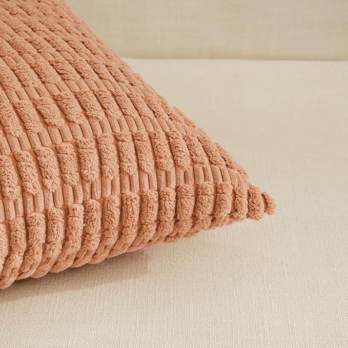 Fancy Homi 4 Packs Decorative Throw Pillow Covers for Living Room Couch Bed, Modern Farmhouse Boho Home Décor Accent Cushion Case, 26" x 26" (Pack of 4), Peach