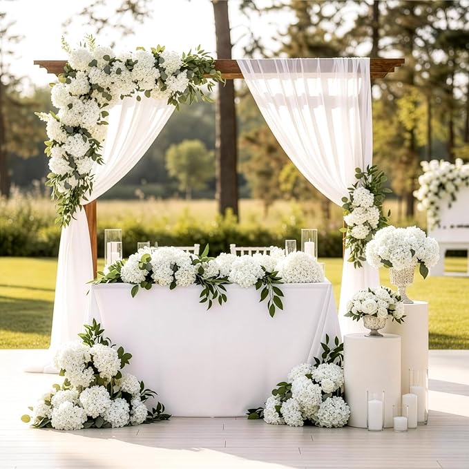 Auihiay 64 PCS Artificial Hydrangea Flowers, Silk Hydrangea Full Flowers Heads with Stems for Wedding Centerpieces, Home, Garden, Baby Shower, Party Decoration (Ivory)