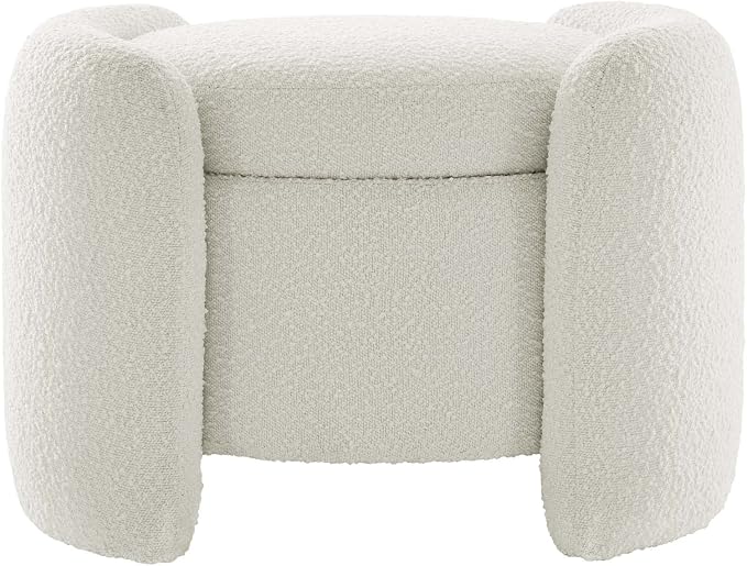Modern Boucle Upholstered Ottoman Storage Makeup Vanity Stool,Nebula Upholstered Teddy Fabric with Lid Storage Sofa Chair,Round Armless Deluxe Pouf Ottoman for Living Room,Hotel,Bedroom Leisure Chair