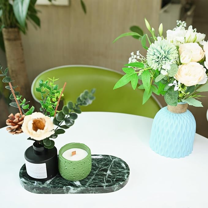 Marble Tray for Kitchen Counter,Stone Tray for Bathroom Countertop,Dresser Vanity Decor Tray,Storage Trays for Perfumes,Candles,Jewelry (Dark Green)
