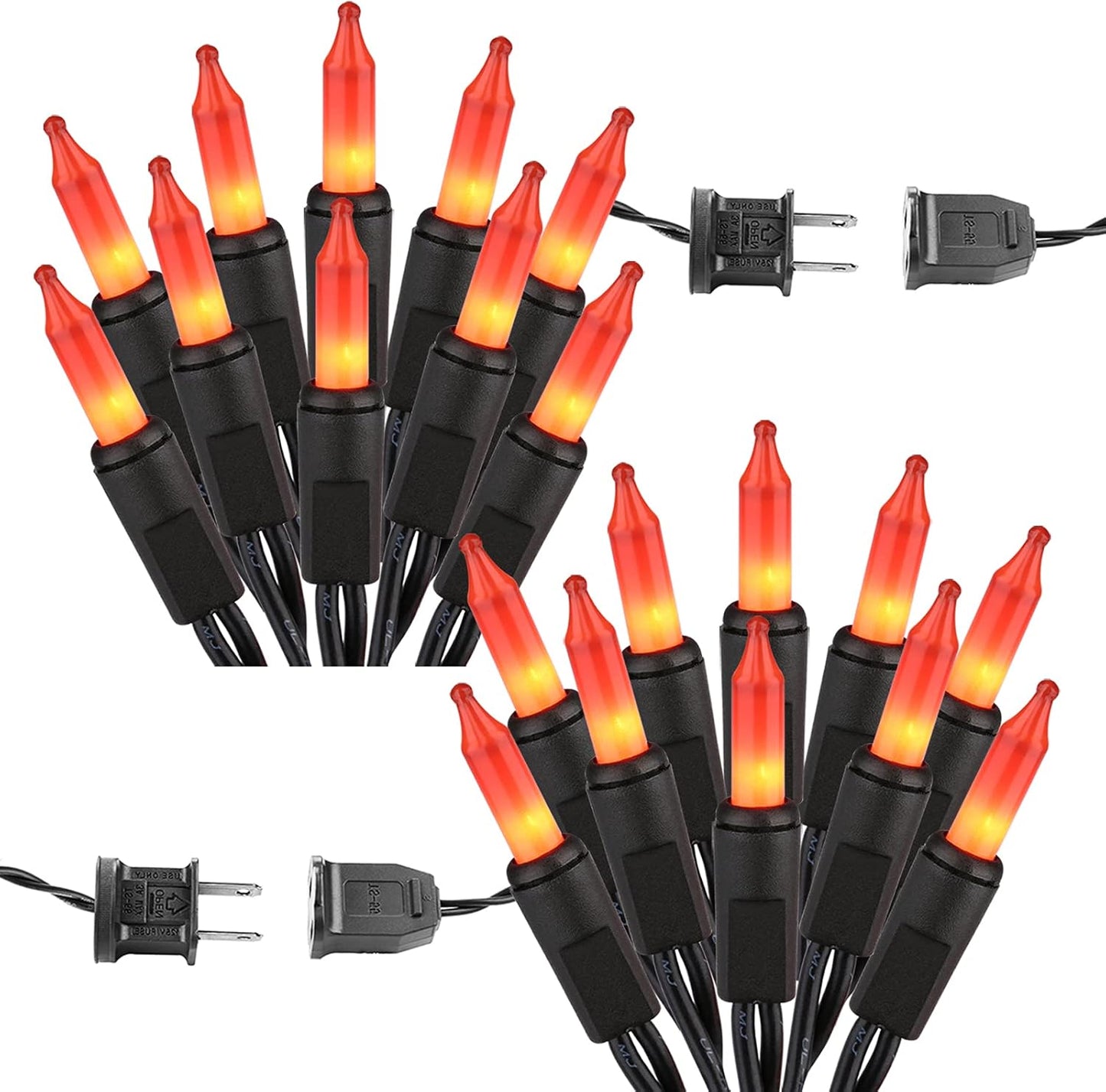 Brizled Orange Halloween Lights, 42.6ft 200 Count Incandescent Halloween String Lights Connectable, UL Certified Black Wire Mini Orange Lights String for Indoor Outdoor Tree Patio Garden Party Decor