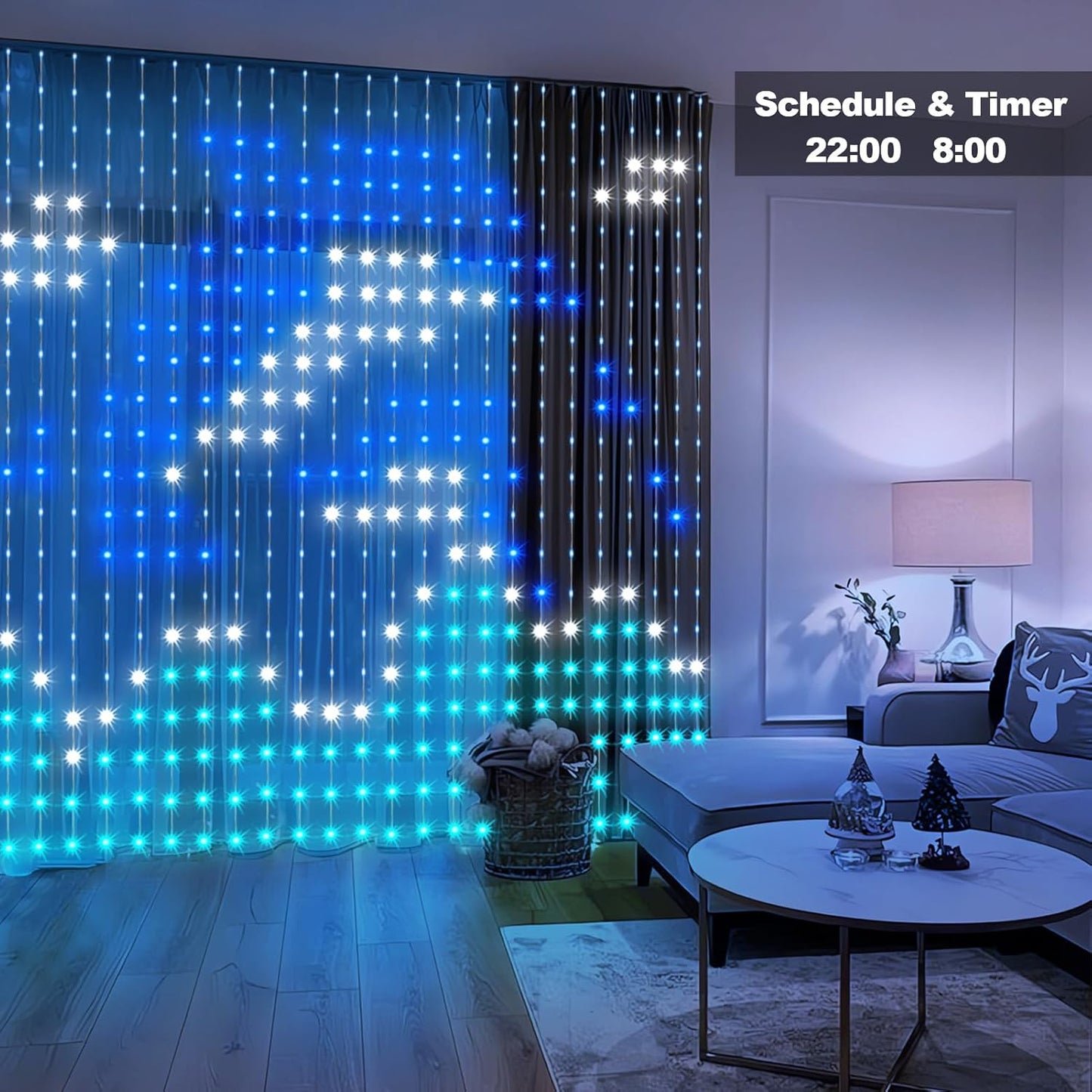 echosari Curtain Lights Plug in, 400 LED Smart Curtain Lights 6.6 x 6.6ft with APP & Remote RGB & IC DIY Pattern Music Sync for Bedroom Backdrop Decor