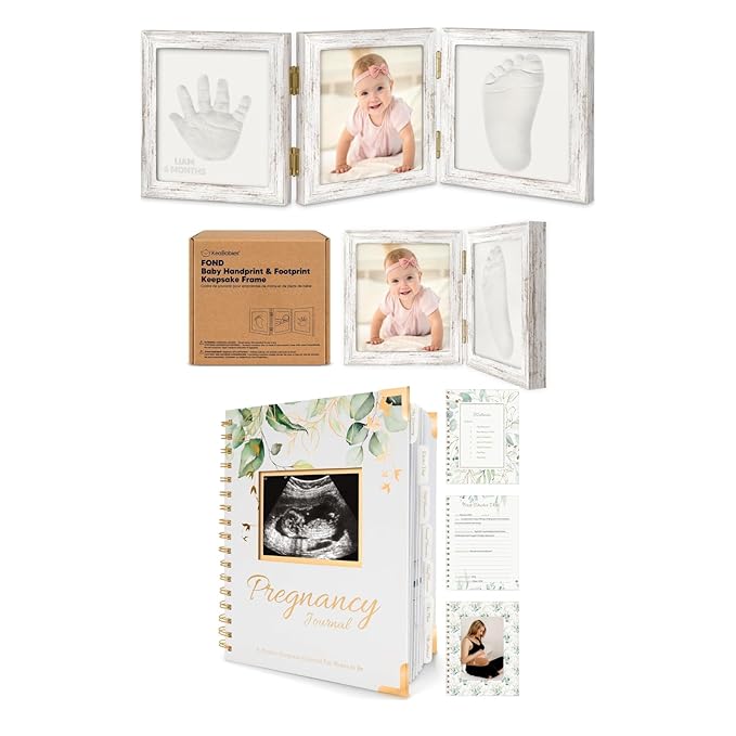 KeaBabies Baby Shower Gifts for Boys, Girls and Pregnancy Journal Memory Book - Baby Hand and Footprint Kit for Baby, Newborn Keepsake Footprint Kit - 90 Pages Hardcover Pregnancy Book Planner