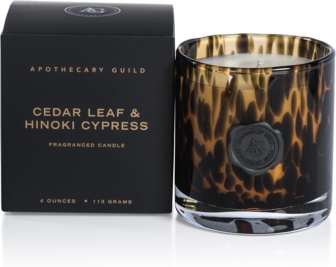 Zodax Apothecary Guild Scented Opal Glass Jar Candle in Gift Box - 4 oz - Cedar Leaf & Hinoki Cypress