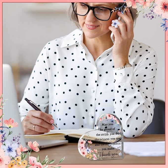 Yinder Thank You Gifts for Women Appreciation Gifts for Coworker Employee Nurse Teacher Leader Boss Inspirational Quotes Acrylic Desk Decor for Home Office Farewell Retirement