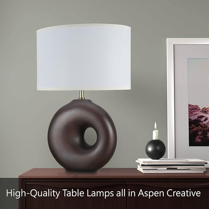 Aspen Creative 40182-31, 14-1/2" High Transitional Ceramic Table Lamp, Light Grey and Hardback Empire Shaped Lamp Shade in White, 10" Wide