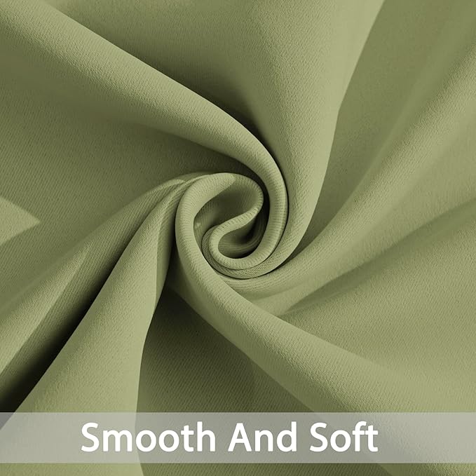 Yakamok 84 Inch Length Blackout Curtains for Bedroom, Light Blocking Drapes Room Darkening Thermal Insulated Solid Grommet Panels for Living Room, (62Wx84L, Sage Green, 2 Panels)