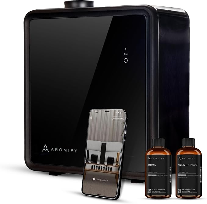 Grand Luxe HVAC Scent Diffuser, 4000 Sq Ft Coverage, Essential Oil Diffuser with Santal & Midnight Taboo Oils Included, Bluetooth & App Control, HVAC Compatible, Cold Air Diffuser for Home