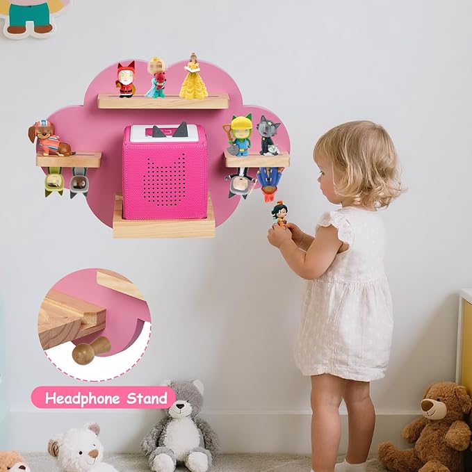 for Toines Box Shelf, for TonieBox 2/1 Cloud Tonie Shelf Magnetic Pink Tonies Display 12-20 Characters Compatible with Toniebox Player Storage Rack for Kids Play Room