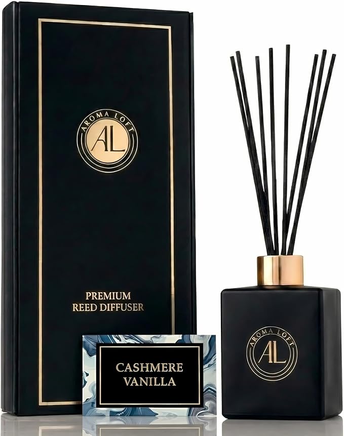Black Reed Diffusers for Home | Premium Fragrance Diffuser | Reed Diffuser Sticks in Oil Set with Cashmere Vanilla Scent | Smell Good Stuff | Long-Lasting Oil for Bathroom & Office (5 oz)