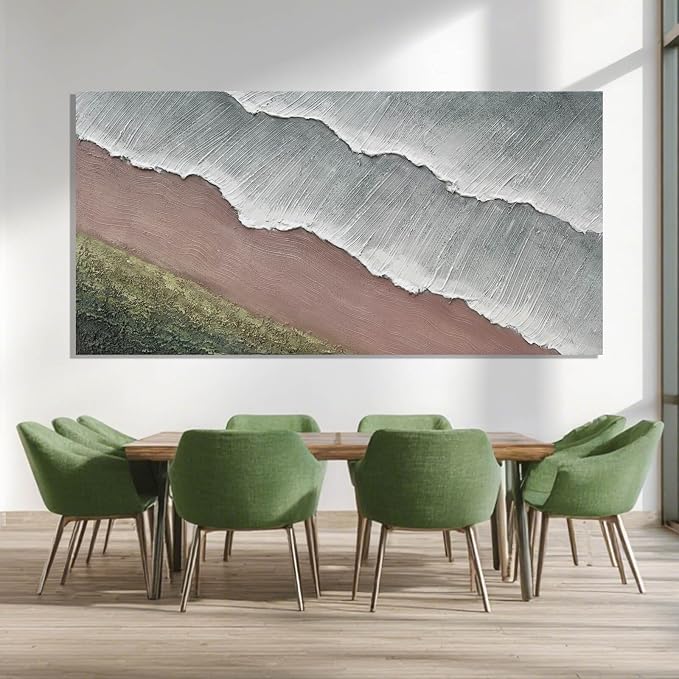 SHEYOYE Green Abstract Wall Art and White Textured Canvas Wall Decor | Modern Wall Decor for Living Room, Bedroom or Dining Room | Wall Hanging 24" x 48"