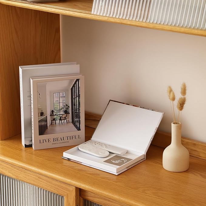 Set of 3 Decorative Books for Home Decor,Stylish Fake Books for Decoration, Aesthetic Decor Books Set for Coffee Table,Bookshelf,Mantel,Living Room,Hotel,Villa Decor,Storage Box for Photos